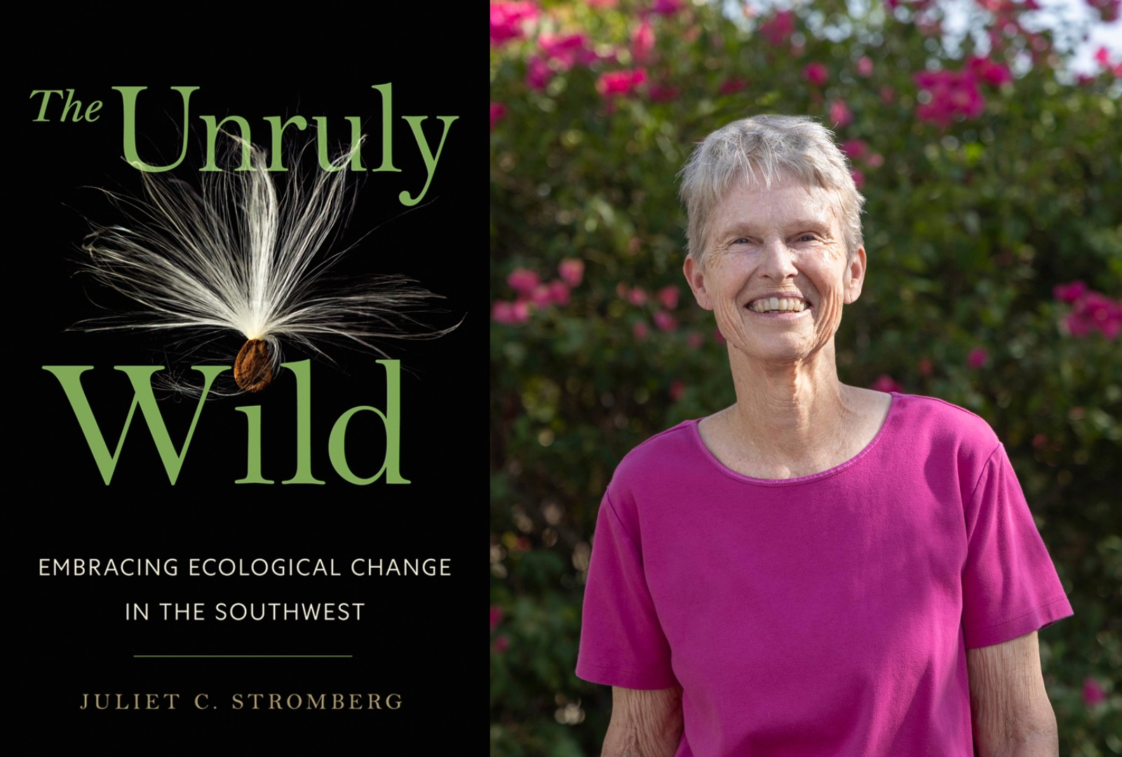 left is book image of "The Unruly Wild" right is author photo of Juliet C. Stromberg