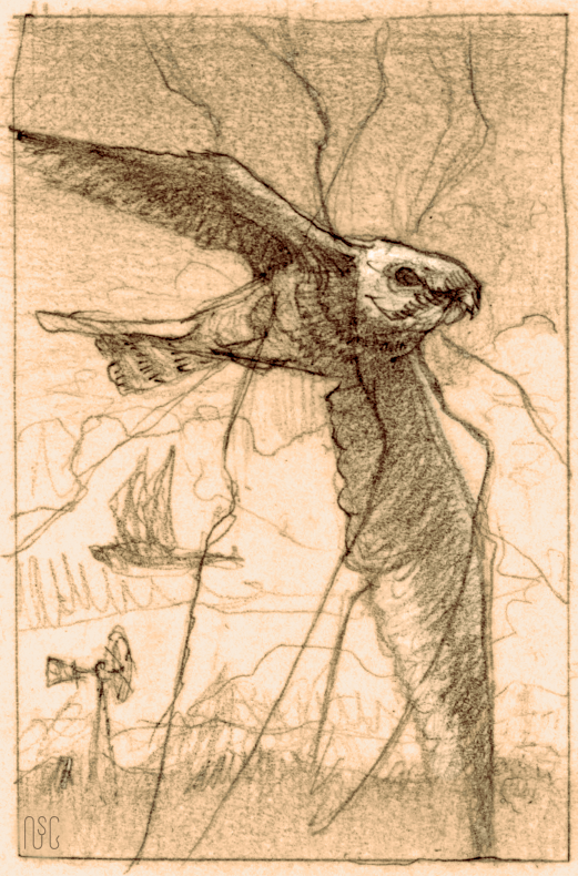 sketch of poor will with glowing wing movement